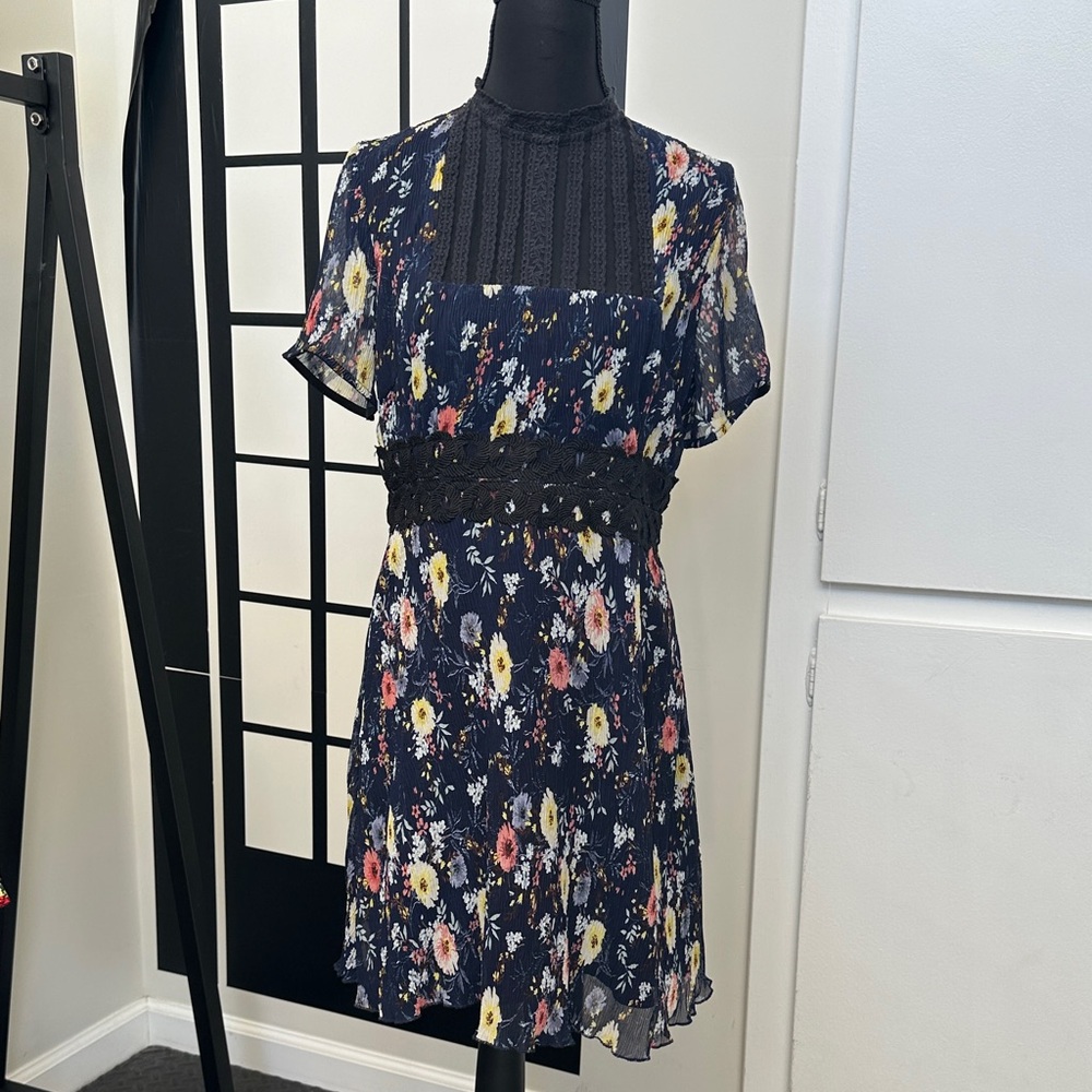 Foxiedox Floral Mini Dress - Black and Multicolor